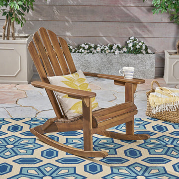 Hollywood Adirondack Rocking Chair Dark Brown Wood