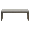 Rome 48 Inch Bench, Gray Textured Fabric, Padded Seat, Antique Gray Wood Gray Wood Fabric