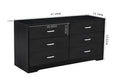 Wood Mdf Boards, 6 Drawers Dresser, Black Black Mdf