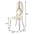 Beige And Antique White Oval Back Side Chairs Set Of 2 Beige Dining Room Set Of 2 Fabric Metal