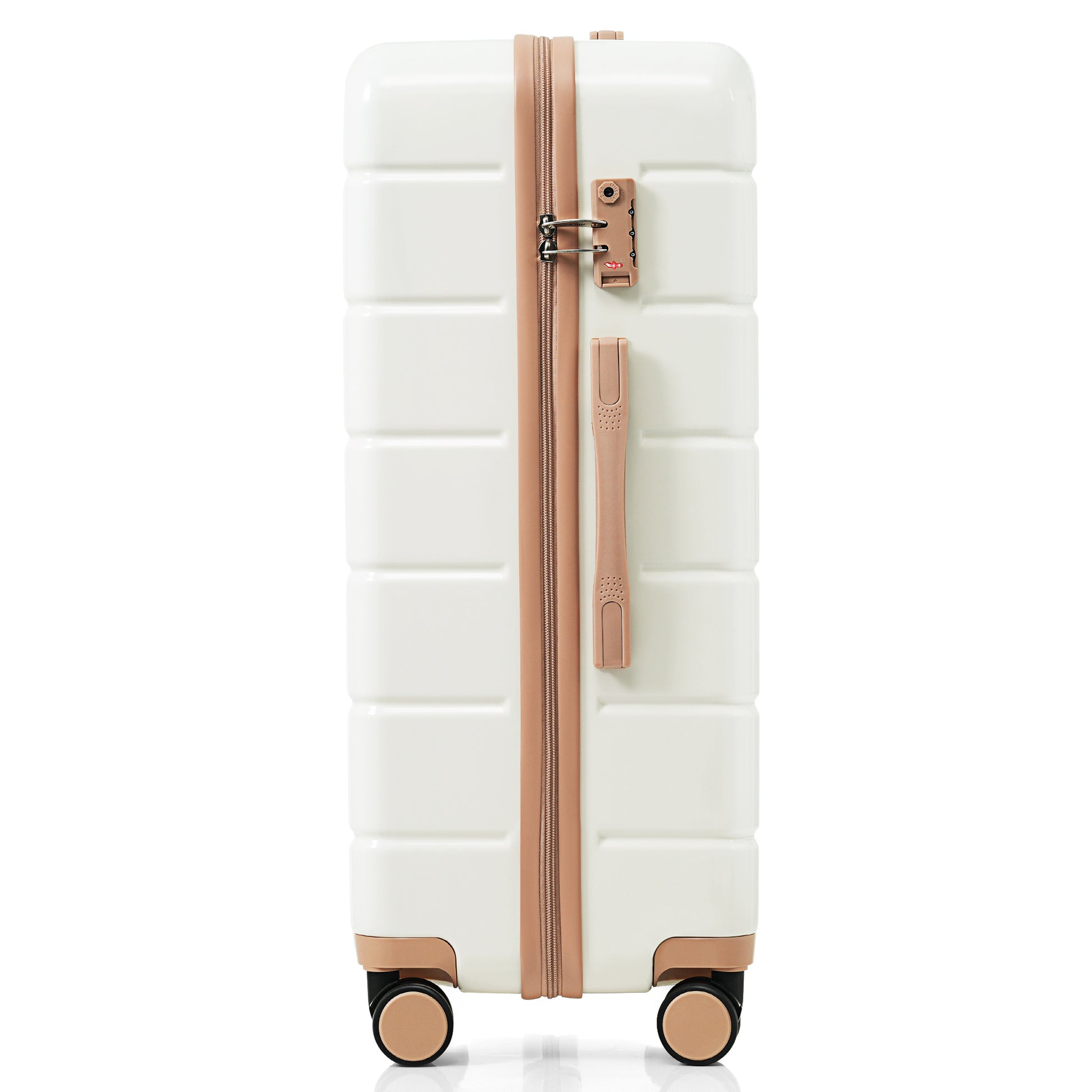 Premium Abs Travel Luggage Set3 Piece Tsa Lock Suitcase Group With 20, 24, And 28 Inch Sizes With 360 Spinner Wheels, Ivory And Golden White Gold Abs