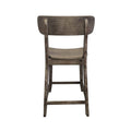 Curved Seat Wooden Frame Counter Stool With Cut Out Backrest, Gray Gray Solid Wood