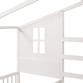 Wood House Bed Twin Size, 2 Twin Solid Bed L Structure With Fence And Slatted Frame, White Twin White Plywood