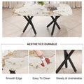 1 Table And 8 Chairs Set.A Rectangular Dining Table With A 0.39 Inch Imitation Marble Tabletop And Black Metal Legs.Paired With 8 Chairs With Pu Leather Seat Cushion And Black Metal Legs.F 1538,C 001 White Black Glass Metal