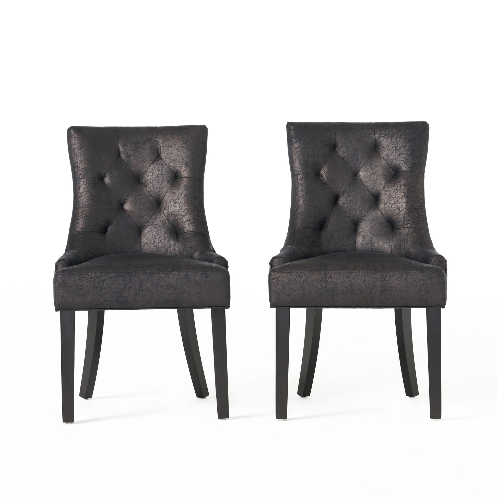 Cheney Dining Chair Kd Mp2 Set Of 2 Black Microfiber