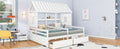 Twin Size House Platform Beds With Two Drawers For Boy And Girl Shared Beds, Combination Of 2 Side By Side Twin Size Beds,White Twin White Solid Wood Mdf