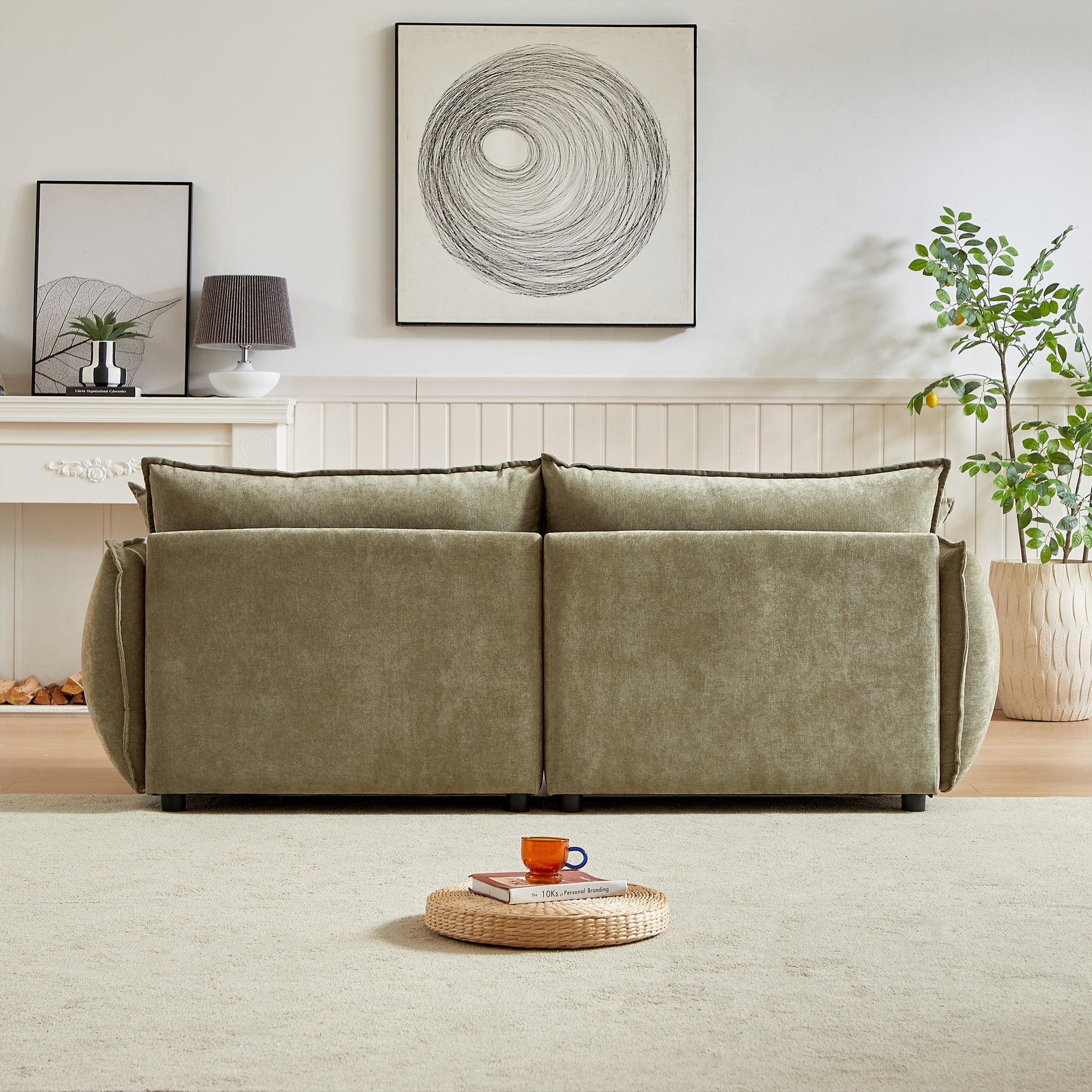 Mh88" Modern Living Room Sectional, Wide Living Room Sectional, Stylish Chenille Triple Sectional With Extra 2 Pillows, Thickly Padded Seat And Back And Armrests For Apartment, Living Room Light Green Chenille Wood Primary Living Space Pine Foam Fabric 3