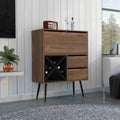 Prunus Bar Cabinet, One Cabinet, Two Drawers Mahogany Black Mahogany Particle Board