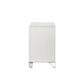 Pearl White 2 Drawer Nightstand With Acrylic Crystal Legs White 2 Drawers Bedroom Rectangle Glam Felt Lined Drawers White Wood Plastic