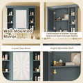 36'' Bathroom Vanity With Medicine Cabinet, Modern Mirror Cabinet With Adjustable Shelf, Bathroom Storage Cabinet With 2 Soft Closing Doors And 2 Drawers, Bathroom Vanity With Cabinet Door Organizers 2 Blue 2 Bathroom Freestanding French Country Solid