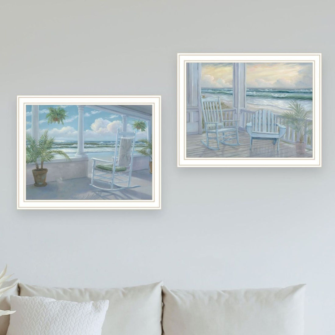 "Coastal Porch Relaxing" Framed Wall Art For Living Room, Wall Art Print For Home Decor, Bedroom Wall Art By Georgia Janisse Multicolor Wood Paper