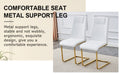 Table And Chair Set.Modern Rectangular Dining Table With Transparent Tempered Glass Tabletop And Gold Plated Metal Legs.Paried With 6 Comfortable Chairs With Pu Seats And Golden Metal Legs. Transparent,White Gold Seats 6 Glass Metal