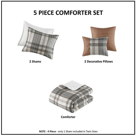 Plaid Comforter Set Full Multicolor Polyester