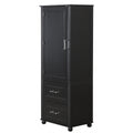 Tall Bathroom Storage Cabinet, Freestanding Storage Cabinet With Two Drawers And Adjustable Shelf, Mdf Board With Painted Finish, Black Black Mdf