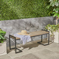 Hopkins Industrial Wood And Metal Bench Grey Acacia Wood