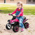 Aosom No Power Kids Ride On Push Car, Ride Racer, Foot To Floor Sliding Car, Walking Atv Toy With Music, Lights, For 1.5 3 Years Old, Pink Pink Metal