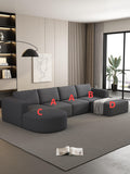 133.84*70.86 Modular Sectional Sofa Sleeper Couch, Sectional Sofa With Chaise And Ottoman, Convertible U Shaped Modular Sofa Set. Compressed Sponge, Dark Grey. Combo 2A B C D Dark Grey Primary Living Space Soft Minimalist,Modern Foam Spring 6 Seat