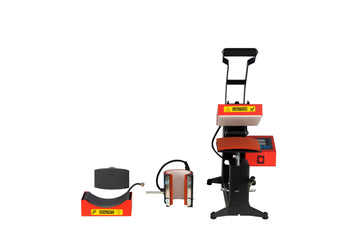 3 In 1 Combo Heat Press Machine For Cap,Label,Cup Red Black Aluminium