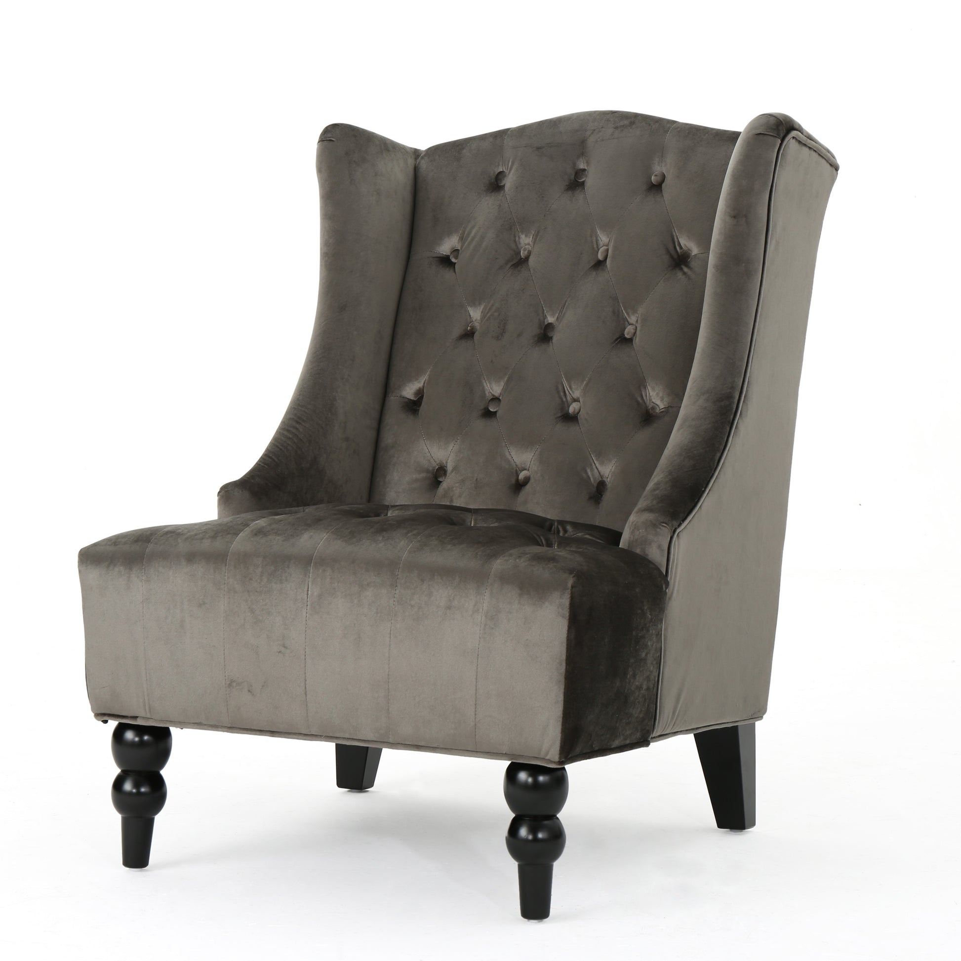 Toddman Hi Back Club Chair Grey Velvet