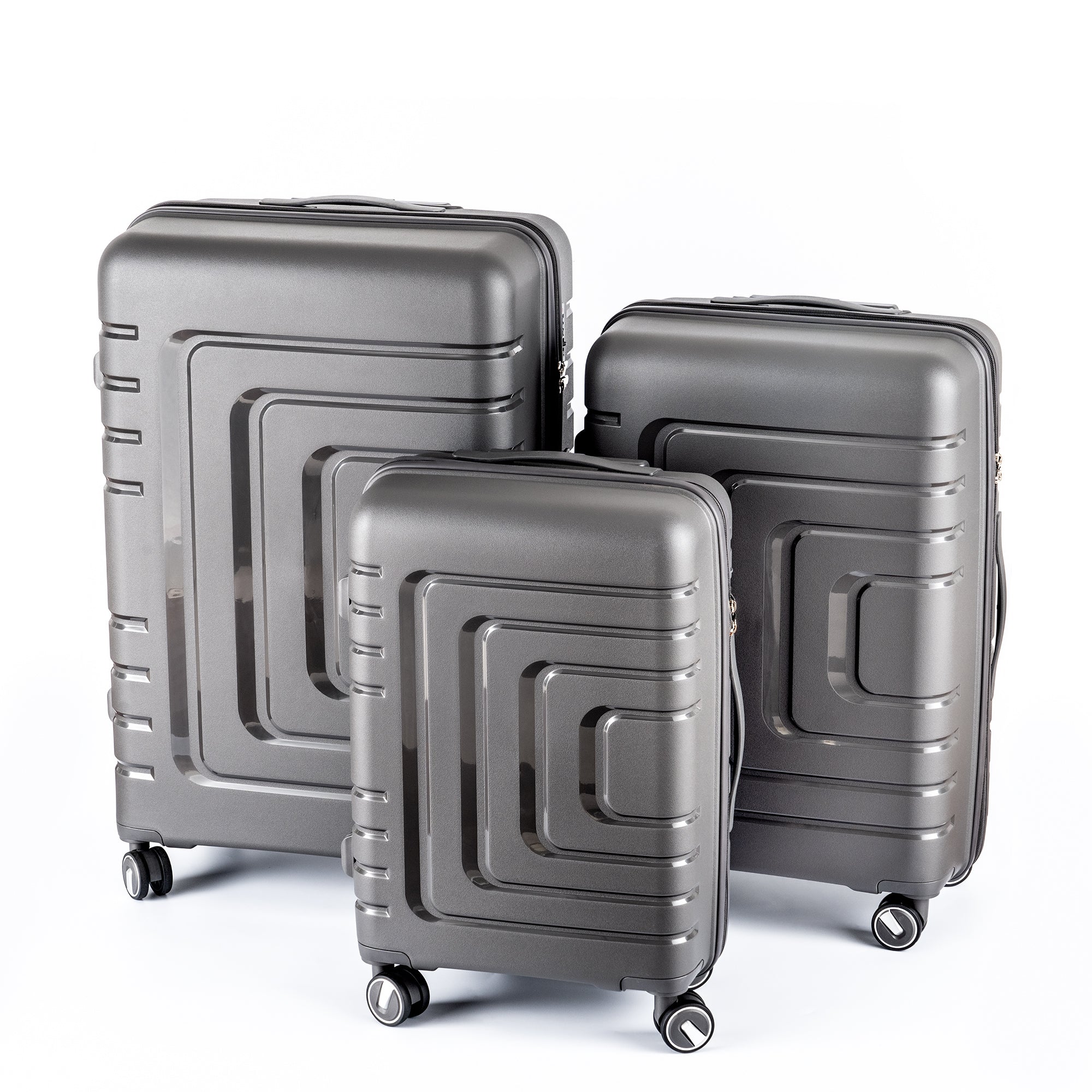 Hardshell Suitcase Spinner Wheels Pp Luggage Sets Lightweight Durable Suitcase With Tsa Lock,3 Piece Set 21 25 29 Dark Gray2305 Dark Gray Abs