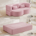 Modern Floor Sofa With 2 Pillows,Convertible Teddy Fabric Foam Filled Sleeper Sofa Bed,15