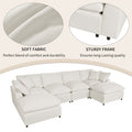 Modern Large U Shape Sectional Sofa, 2 Large Chaise With Removable Ottomans For Living Room Beige Polyester Primary Living Space Pillow Back American Design Polyester 6 Seat