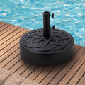 Round Patio Umbrella Base, Outdoor Umbrella Stand For Universal Umbrella Pole, Water Or Sand Filled, 50Lbs Weight Capacity Black Black Hdpe