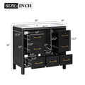 36'' Bathroom Vanity With Resin Sink Combo, Solid Wood Frame Bathroom Storage Cabinet, Freestanding Vanity Set With 5 Drawers& Soft Closing Doors Same As Sw000142Aab Black Bathroom Solid Wood Mdf Resin