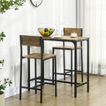 Homcom 3 Piece Bar Table And Chairs, Industrial Dining Table Set For 2, Counter Height Kitchen Table With Bar Stools, Breakfast Table Set For 2 For Small Space, Rustic Brown Rustic Brown Mdf