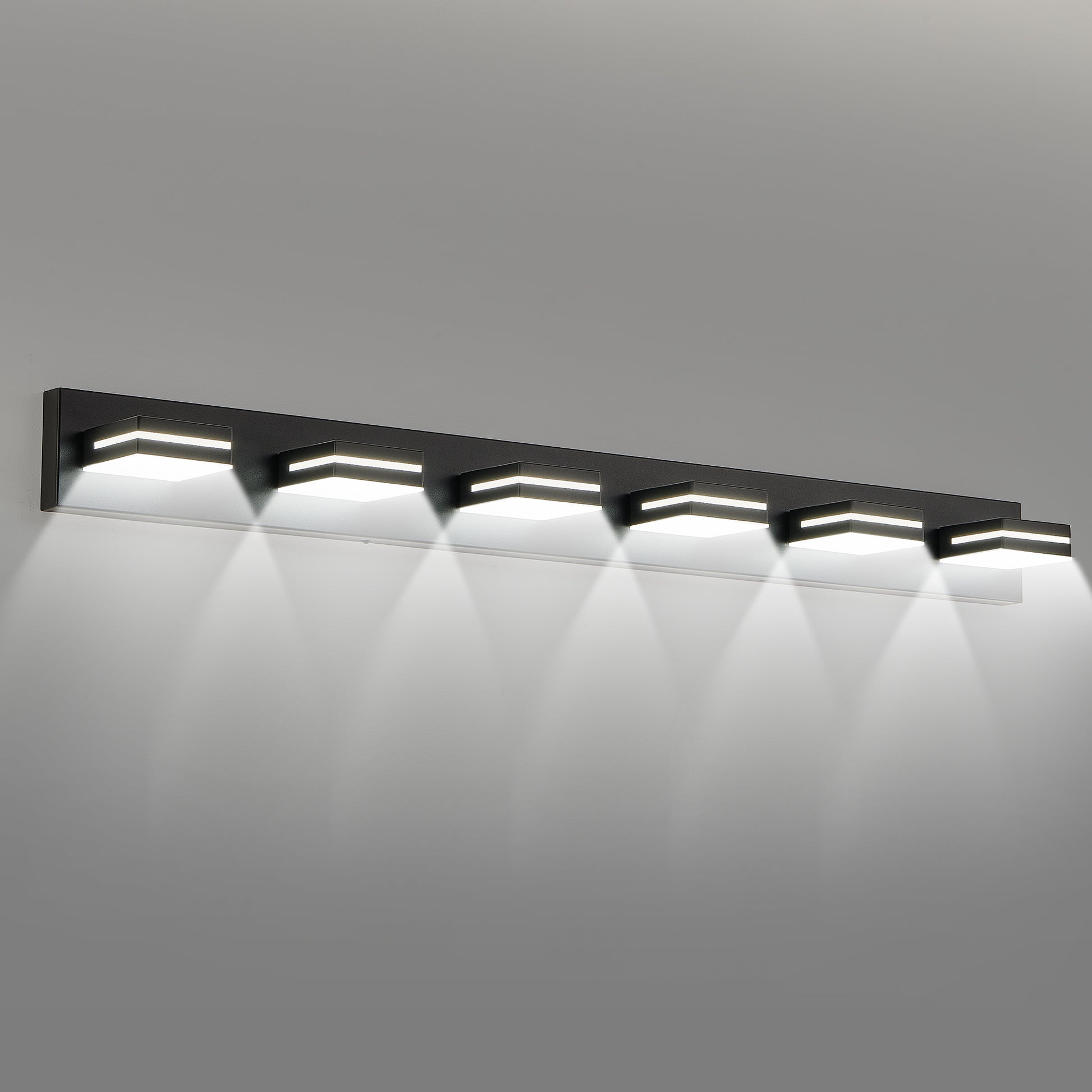 Modern Black Led Vanity Light, 6 Lights Wall Sconce For Bathroom And Mirror, Sleek Minimalist Design, Energy Efficient, Easy To Install Black Iron