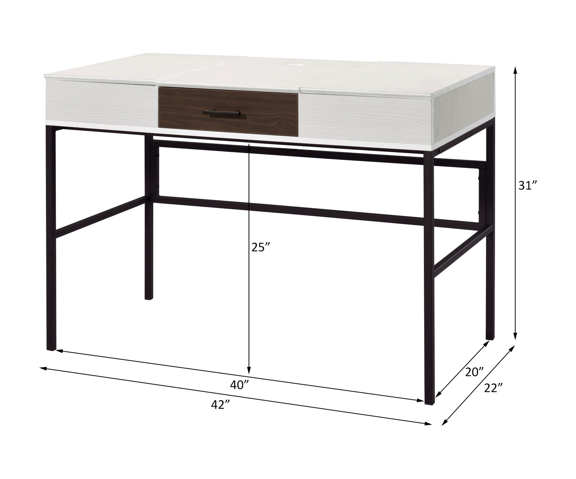 Natural And Black Writing Desk With Usb Port Black Natural Built In Outlets Or Usb Writting Desk Office Industrial Rectangular Drawers Wood Metal