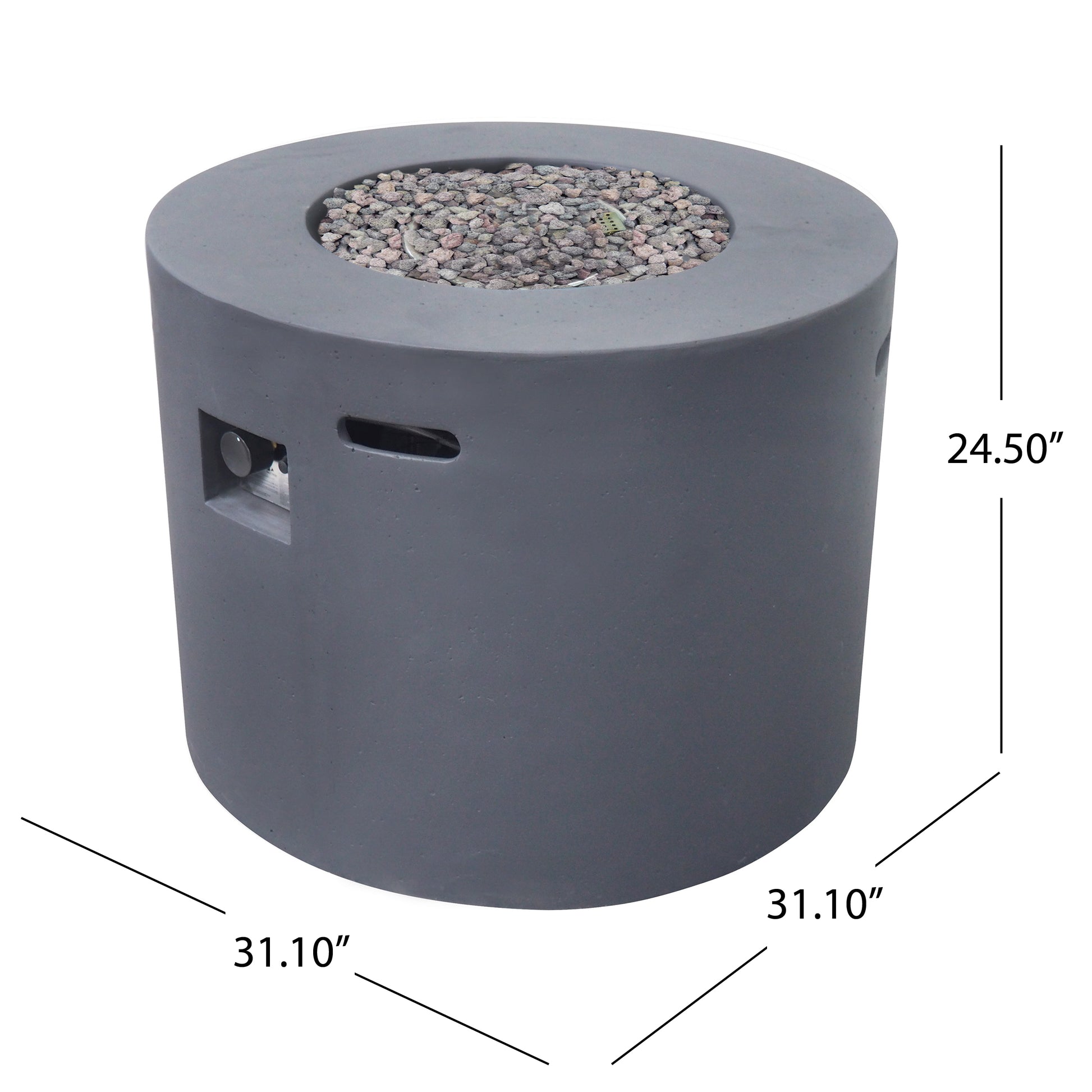 31" Round Mgo Fire Pit 40 000 Btu Dark Grey Magnesium Oxide