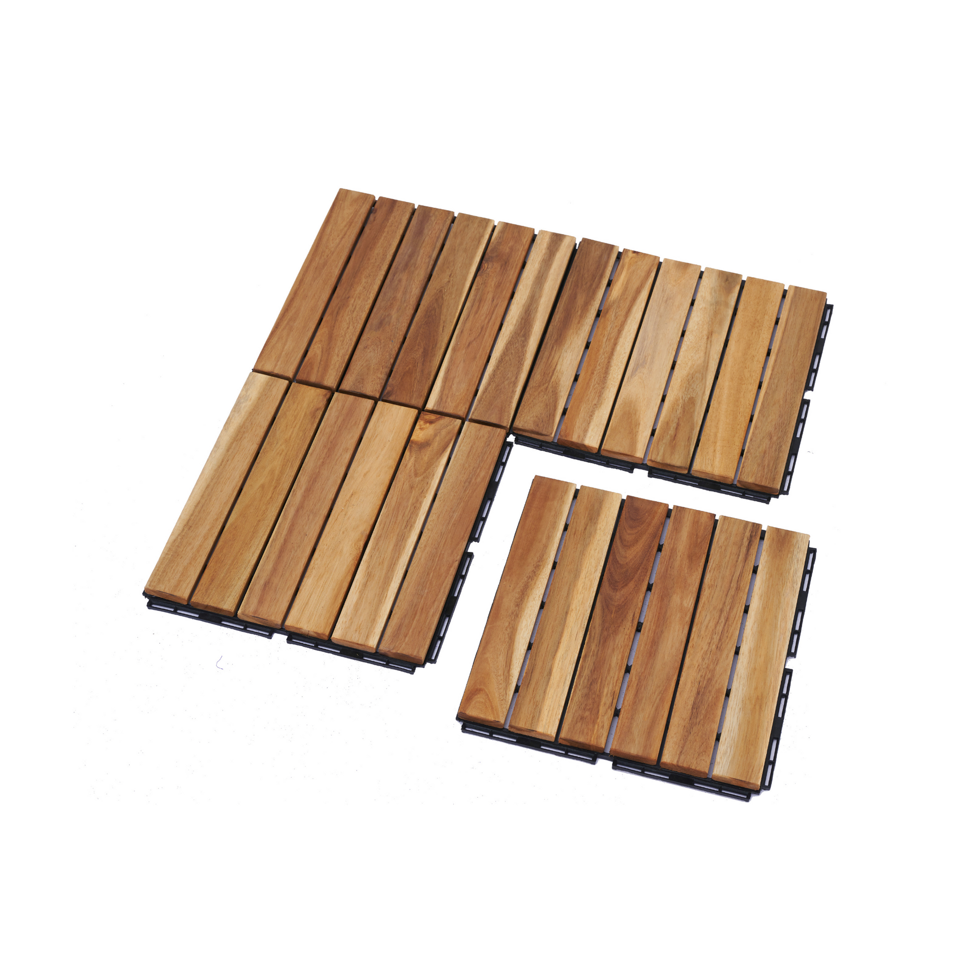 30 Pcs Interlocking Deck Tiles Striped Pattern, 12" X 12" Square Yellow Acacia Hardwood Outdoor Flooring For Patio, Bancony, Pool Side,.. Yellow Garden & Outdoor American Design,American Traditional Acacia Wood