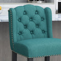 Vienna Contemporary Fabric Tufted Wingback 27 Inch Counter Stools, Set Of 2, Teal And Dark Brown Teal Fabric