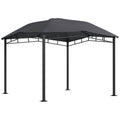 Outsunny 10' X 10' Soft Top Patio Gazebo Outdoor Canopy With Unique Geometric Design Roof, All Weather Steel Frame, Gray Black Grey Polyester