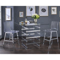 Clear And Chrome Armless Counter Height Chair Set Of 2 Clear Dining Room Contemporary Solid Back Set Of 2 Wood Plastic