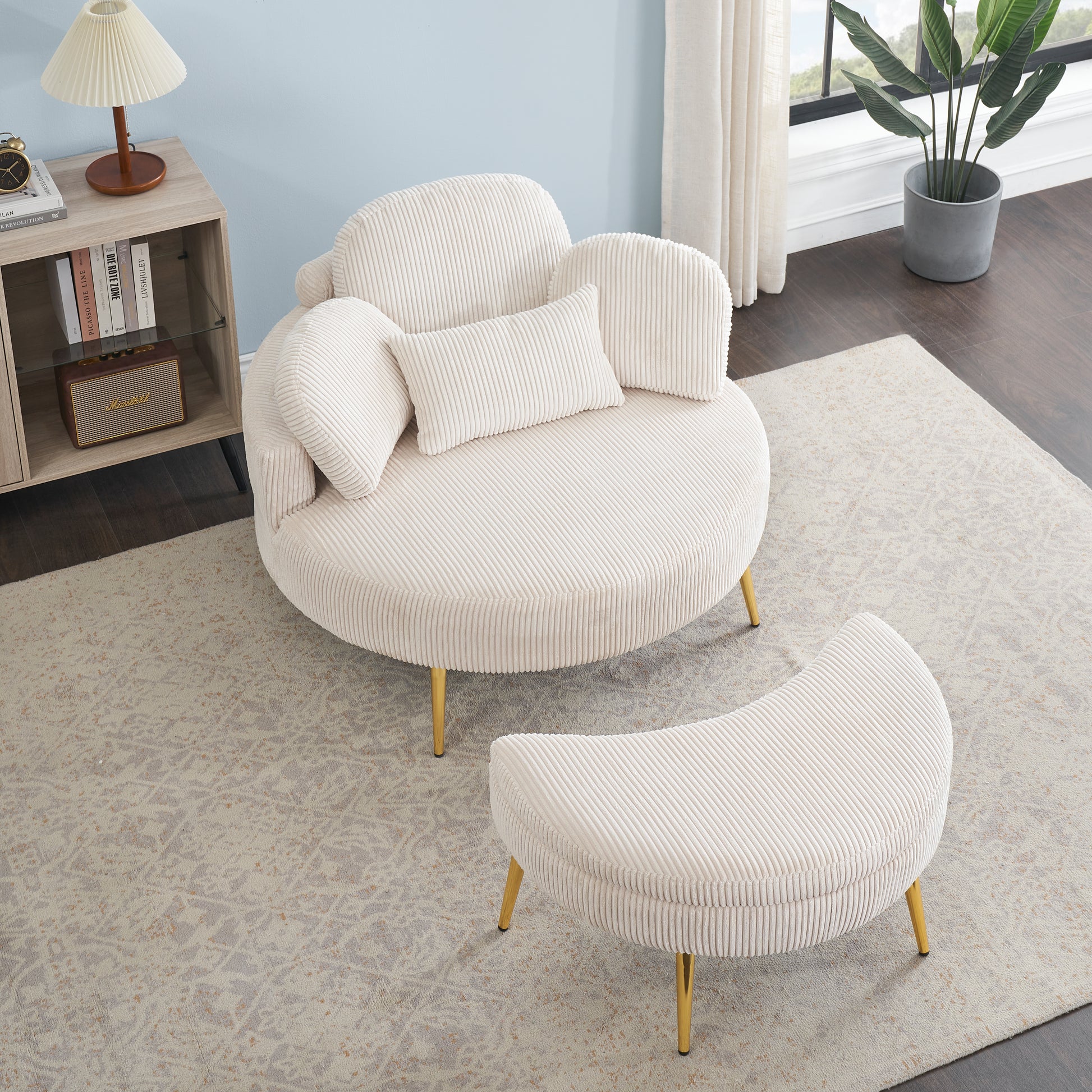 3206Beigecomfortable Seating Suitable For Small Apartment Bedroom Space Balcony Small Sofa Bed Lazy Small Sofa Sofa With Small Coffee Table Lunch Break Leisure Afternoon Tea Ti Beige Corduroy 1 Seat