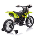 12V Kids Ride On Electric Toy Motorcycle,Rear Suspension,Twist Grip Throttle,Slow Start,Removable Training Wheels,Indie Music Box With Horn And Engine,Simulation Of Dirt Bike Modeling For Kids 3 8. Green 50 99 Lbs Polypropylene