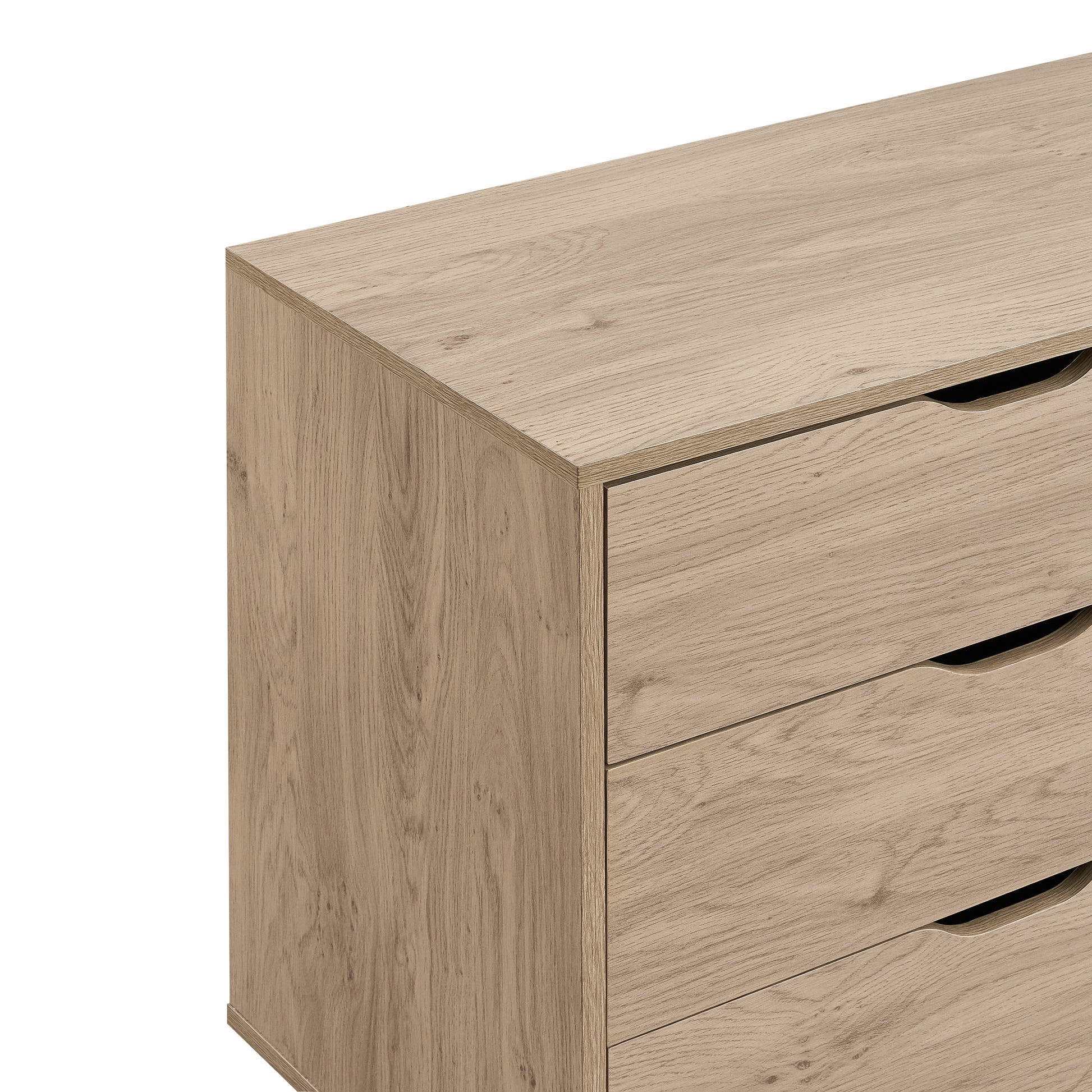 Nordica 6 Drawer Master Dresser With Interlock Drawer Feature Drawer Slide And Interlock Pre Assembly, Wide Dressers For Bedroom 6 Deep Drawers For Closet Organizer Easy Assembly, Natural Oak Oak Bedroom American