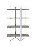 Natural And Chrome 4 Shelf Bookshelf 4 Natural Etagere Horizontal Primary Living Space Open Back Wood Adjustable Shelves Wood Metal