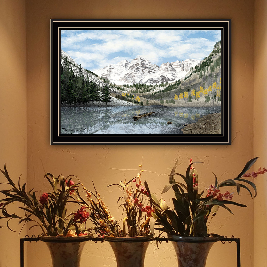The Maroon Bells Black Framed Wall Art For Living Room, Bedroom Wall Art Print For Home Decor By Billy Jacobs Multicolor Wood Paper