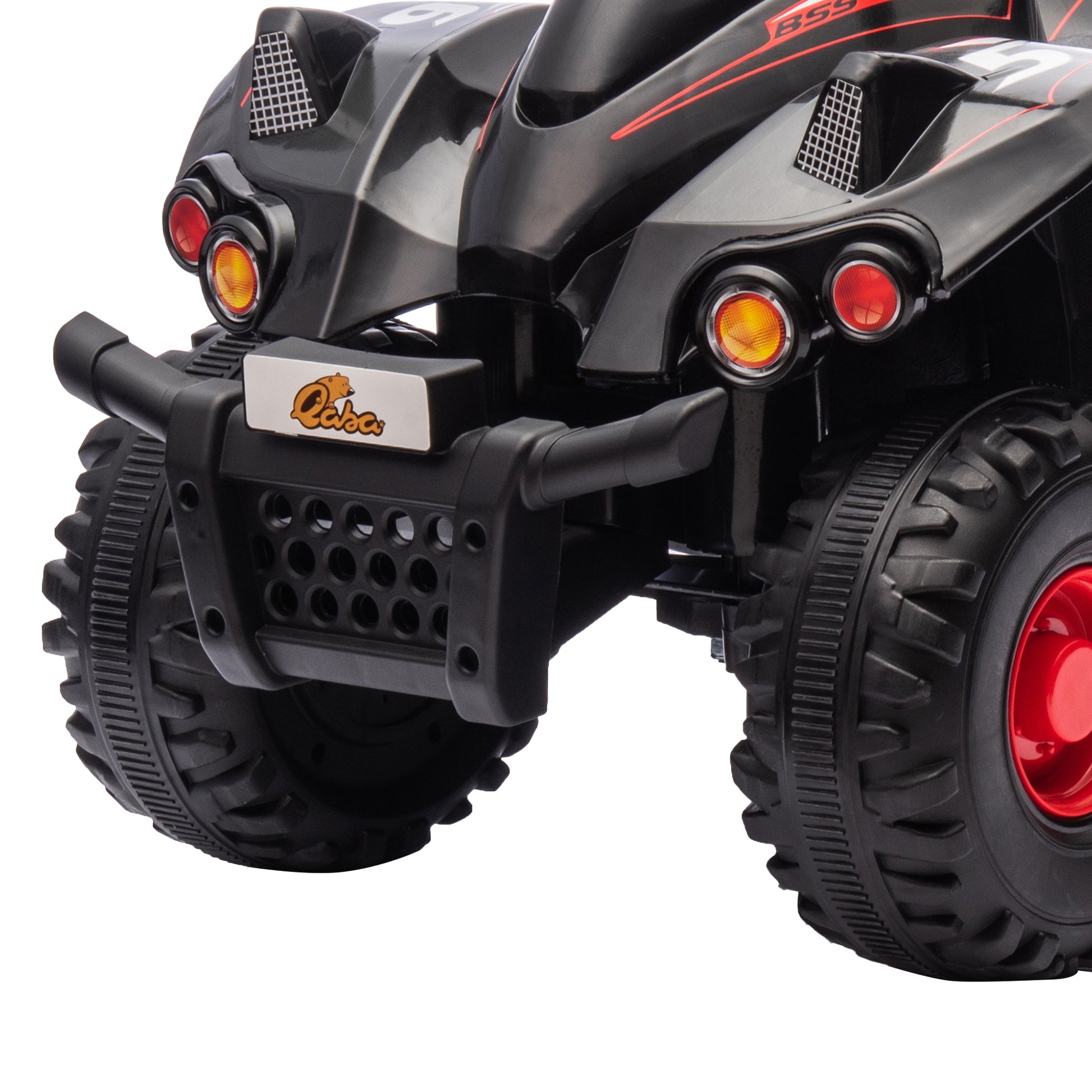 Qaba Kids Atv, 6V 4 Wheeler Kids Quad Car, Battery Powered Electric Ride On Toy With Music For Boys & Girls Ages 2 6 Years, Black Black Plastic