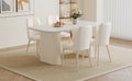 Table And Chair Set.67*35.4 Cream Style Mdf White Dining Table Set With 4 Cream Style Chairs.Adding A Warm And Gentle Atmosphere To Your Family.Creating A Comfortable And Friendly Dining