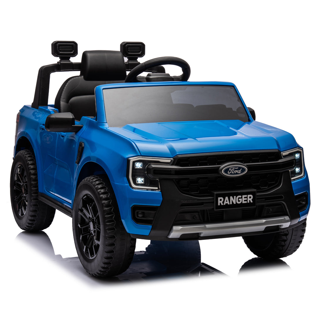 12V Kids Ride On Car W Parents Remote Control,Licensed Ford Ranger,2Wd,Rear Wheel Suspension,Low Start,Headlight,Horn,Mp3,Bluetooth,Adjustable Speed,Speed 1.86 4.97 Mph For Kids Aged 3 6. Blue 50 99 Lbs Polypropylene