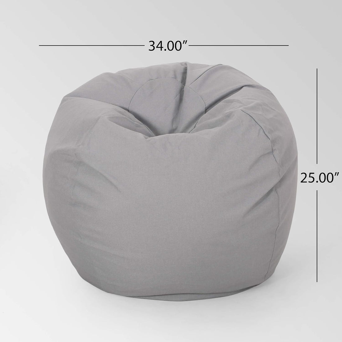 Chrisholm Light Grey Bean Bag 25 In. X 34 In. X 34 In. Light Gray Abs Steel Q235 Wood Pvc,Fabric