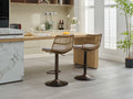 Set Of 2 Rattan Bar Stool, 360 Swivel Bar Chair, Counter Height Chair With Footrest For Kitchen, Dining Room Grey Wicker