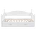 Wooden Twin Size Daybed With Twin Size Trundle, Extendable Daybed With Two Storage Drawers,White Expected Arrival Time:9.12 Twin White Wood