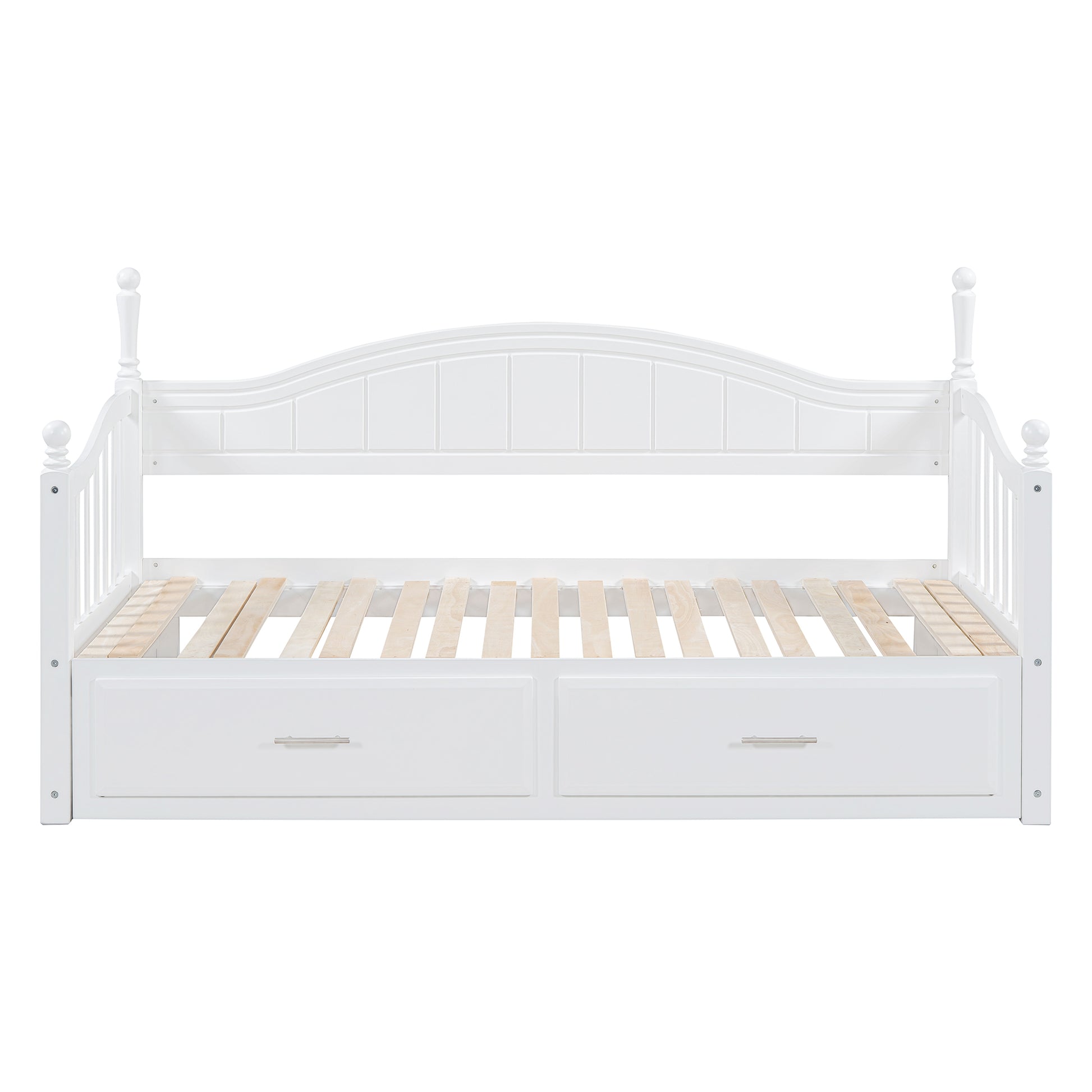 Wooden Twin Size Daybed With Twin Size Trundle, Extendable Daybed With Two Storage Drawers,White Expected Arrival Time:9.12 Twin White Wood