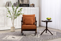 Woven Fabric Mid Century Modern Accent Chairs Comfy Upholstered Glider Arm Chair With Solid Wood For Living Room Bedroom Balcony Light Brown Linen