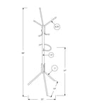 Coat Rack, Hall Tree, Free Standing, Hanging Bar, 6 Hooks, Entryway, 68